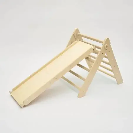 Triángulo Pikler y tobogán/escalera de madera NTAURAL
