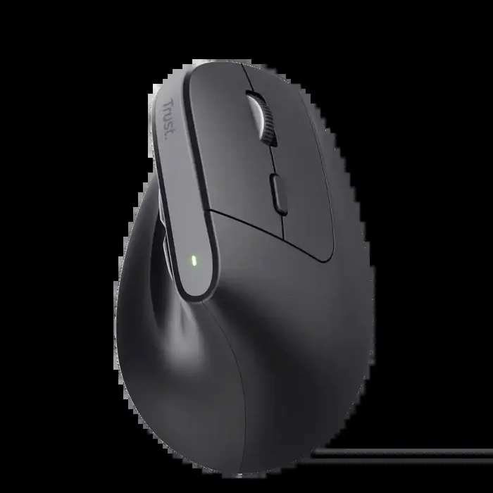 Trust Bayo+ Raton Ergonomico Inalambrico Recargable – 2400dpi – 6 Botones – Color Negro