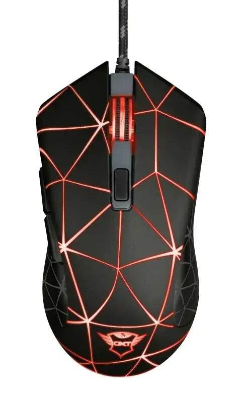 Trust Gaming GXT 133 Locx Raton USB 4000dpi – 6 Botones – Iluminacion LED – Cable Trenzado de 1.80m – Uso Ambidiestro – Color Negro