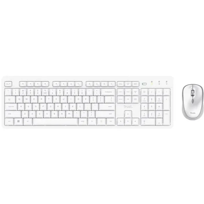 Trust Ody II Pack de Teclado USB Inalambrico, Teclas Multimedia y FN + Raton USB Inalambrico 800-1600DPI 3 Botones – Teclas y Botones Silenciosos – Color Blanco