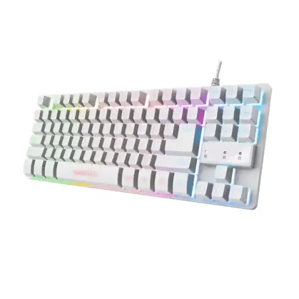Trust Teclado de Membrana USB – Iluminacion LED – Cable de 1.35m – Color Blanco