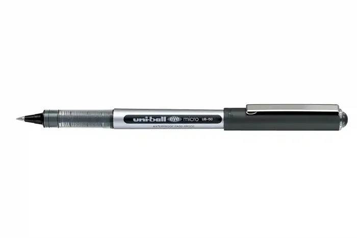 Uni-ball Eye Micro UB-150 Boligrafo de Tinta Liquida – Punta de Bola 0.5mm – Tinta Resistente al Agua y Luz – Sistema de Control de Tinta – Color Negro (12 uds)