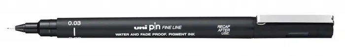 Uni-ball PIN003 Rotulador Calibrado – Punta Poliacetal 0.03mm – Tinta Pigmentada Resistente al Agua y Luz – Color Negro (12 uds)
