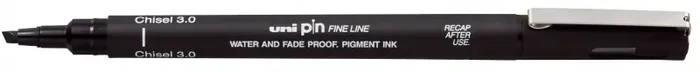 Uni-ball PINCS3-200 Rotulador Calibrado – Punta Poliacetal – Trazo Chisel – Tinta Pigmentada Resistente al Agua y Luz – Color Negro (12 uds)