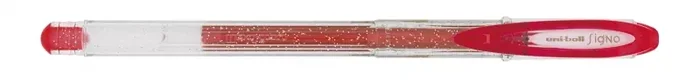 Uni-ball Signo Sparkling UM-120SP Boligrafo de Gel – Punta de Bola 1mm – Tinta Pigmentada Resistente al Agua y Luz – Efecto Purpurina – Color Rojo (12 uds)