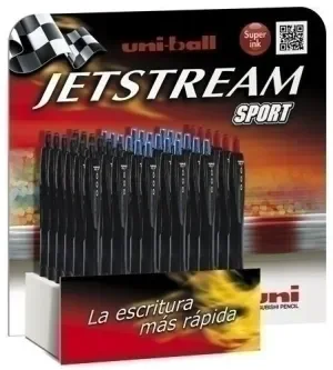 UNI-BALL SXN-157 JETSTREAM SPORT EXPOSITOR DE 36 BOLIGRAFOS RETRACTILES – PUNTA DE BOLA 0.7MM – TINTA PIGMENTADA RESISTENTE AL AGUA Y LUZ – SECADO INSTANTANEO – COLORES SURTIDOS