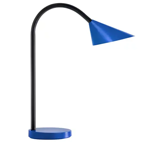 Unilux Lampara de Escritorio LED Sol – Iluminacion LED de Bajo Consumo – Diseño Moderno y Elegante – Ajuste de Intensidad de Luz – Brazo Flexible para Dirigir la Luz – Color Azul