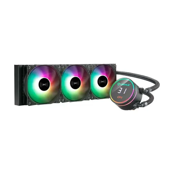 Unykach Aquastorm 360 Kit de Refrigeracion Liquida – 3 Ventiladores de 120mm – Iluminacion RGB – Visualizacion Temperatura CPU – Tubo de 38mm