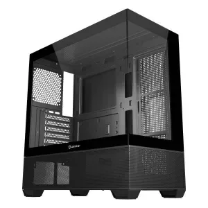 UNYKACH REVELAT BLACK CAJA ATX, MICRO ATX, ITX – FRONTAL Y LATERAL DE VIDRIO TEMPLADO – 3.5, 2.5 – USB-A 3.0, USB-C Y AUDIO HD – SOPORTA REFRIGERACION LIQUIDA
