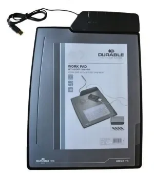 VADE SOBREMESA DURABLE CON 3 SEPARADORES Y PUERTOS USB