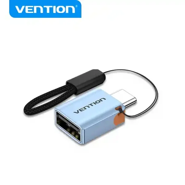 Vention Adaptador USB3.1 Tipo-C Macho a USB Hembra OTG con Lanyard – Aluminio Gris