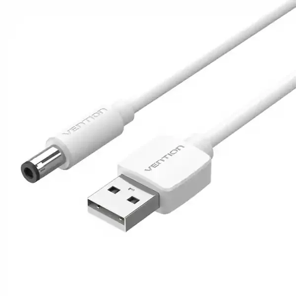Vention Cable Alimentacion USB-A Macho a DC 5.5mm Macho – 1m – Color Blanco