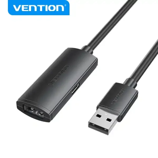 Vention Cable de Extension Activo USB 2.0 – Transferencia de Datos 480 Mbps – Conexion Estable – Construccion Duradera – Color Negro