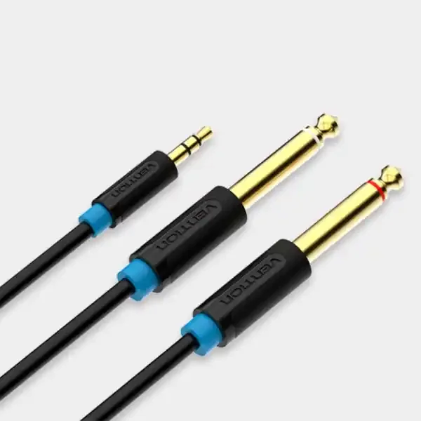 Vention Cable Estereo Jack 3.5 Macho a 2x Jack 6.5 Macho – 3m – Color Negro