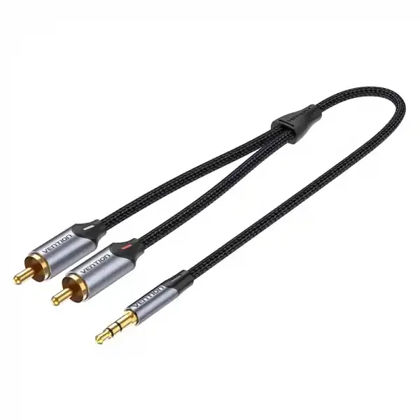 Vention Cable Estereo Jack 3.5 Macho a 2x RCA Macho – 1m – Color Gris