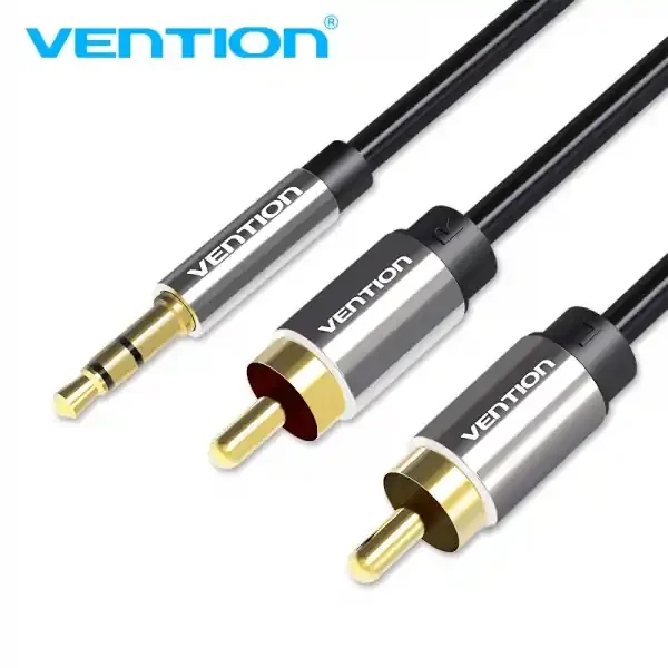 Vention Cable Estereo Jack 3.5 Macho a 2x RCA Macho – 1m – Color Negro