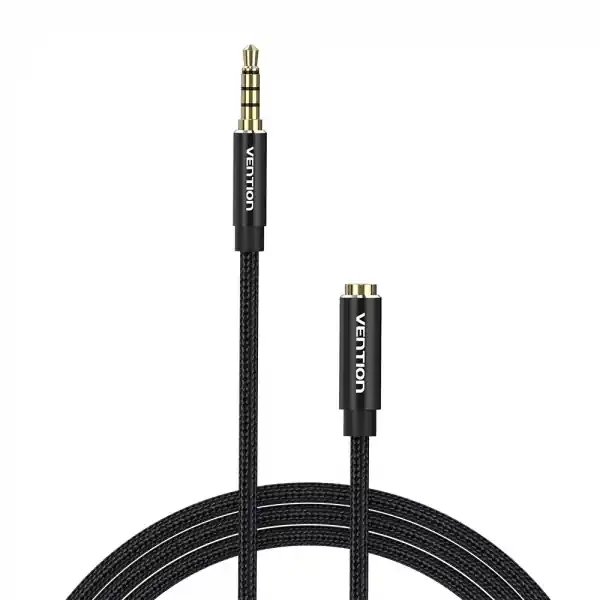 Vention Cable Estereo Jack 3.5 Macho a Jack 3.5 Hembra – 1.5m – Color Negro