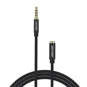 VENTION CABLE ESTEREO JACK 3.5 MACHO A JACK 3.5 HEMBRA – 2M – COLOR NEGRO