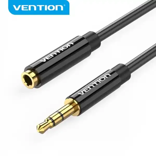 Vention Cable Extension Estereo Jack 3.5 Macho a Jack 3.5 Hembra – 0.5m – Color Negro