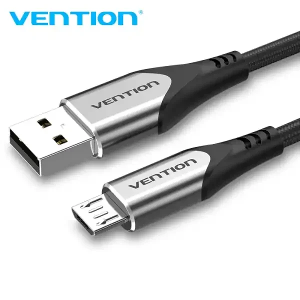 Vention Cable Micro USB Reversible – Carga Rapida 3A – Transmision 480Mbps – Durabilidad Mejorada – Proteccion de Bateria – Color Gris