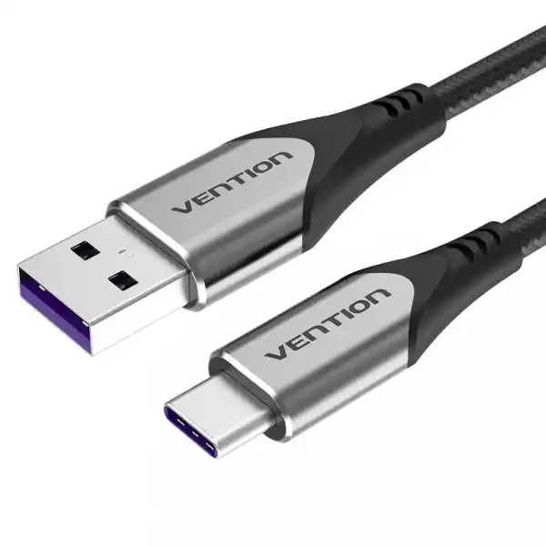Vention Cable USB-A 2.0 a USB-C 2.0 5A 100W – 1.5m – Trenzado – Color Gris