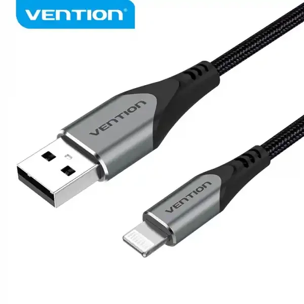 Vention Cable USB-A a Lightning – 0.5m – 2.4A – 15W – 480Mbps – MFI – Color Gris