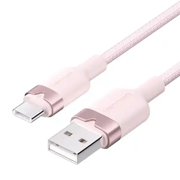 Vention Cable USB-C 2.0 a USB-A 3A 60W – 1m – Trenzado – Color Rosa