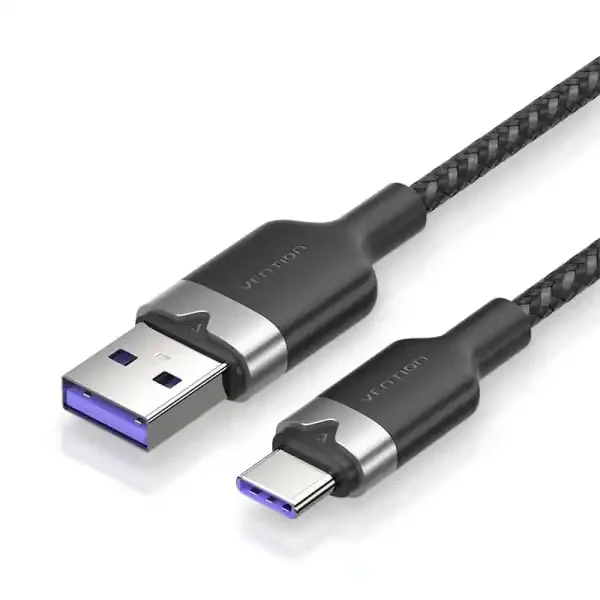 Vention Cable USB-C 2.0 a USB-A 6A 100W – 2m – Trenzado – Color Negro