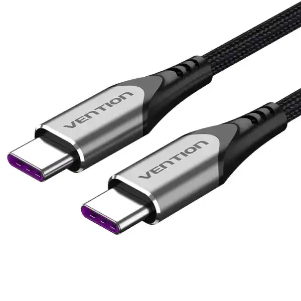 Vention Cable USB-C 2.0 a USB-C 2.0 5A 100W – 1.5m – Trenzado – Color Gris
