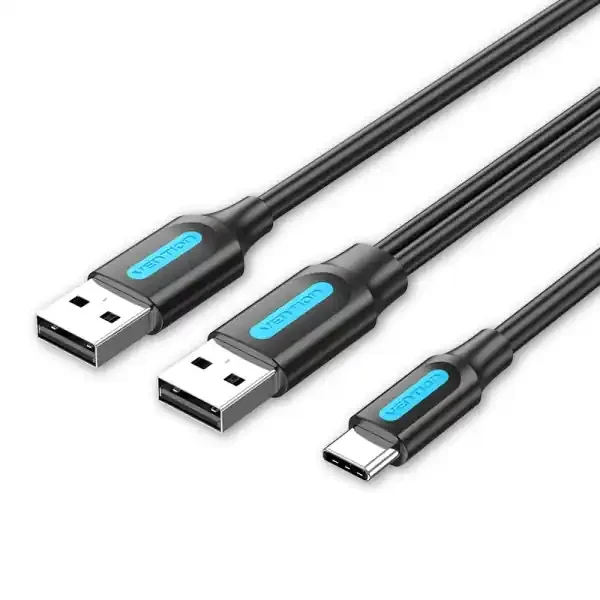 Vention Cable USB-C a 2xUSB-A 2.0 3A – 1m – Color Negro