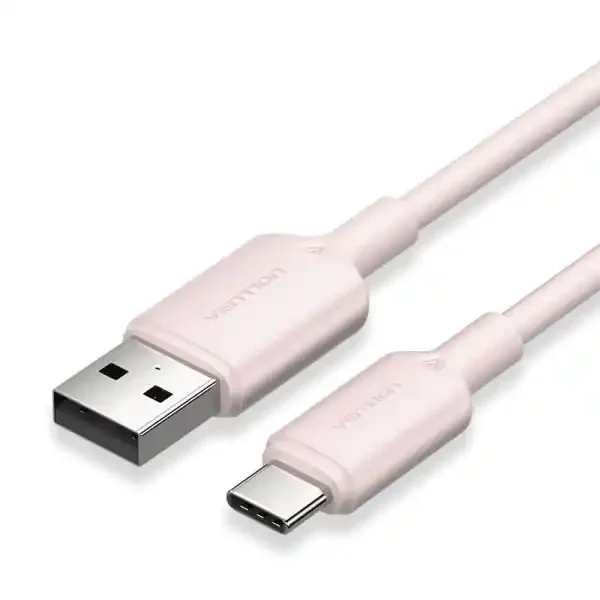 Vention Cable USB-C a USB-A 3A 60W – 2m – Trenzado – Color Rosa