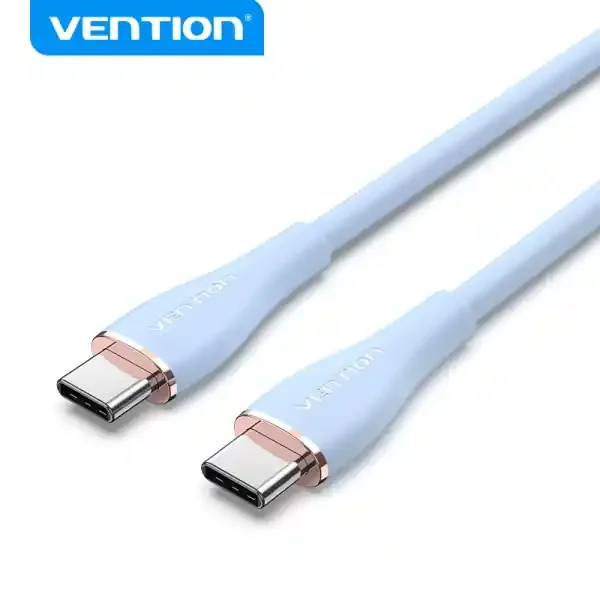 Vention Cable USB-C Macho a USB-C Macho – 1m – 5A 100W 480Mbps – Color Azul Silicona