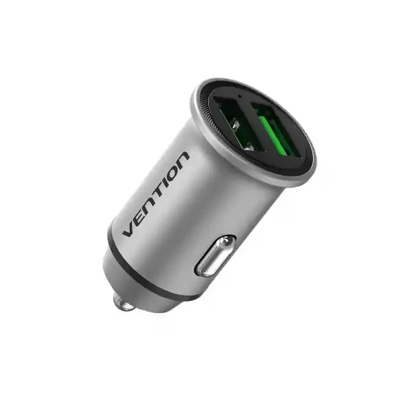Vention Cargador de Coche 18W 2xUSB (A) QC3.0 3.4A – Diseño Mini – Aluminio Gris