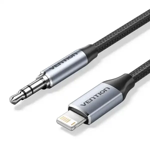 Vention Conversor Lightning Macho a Jack 3.5 Macho – 1m – Trenzado – Color Gris