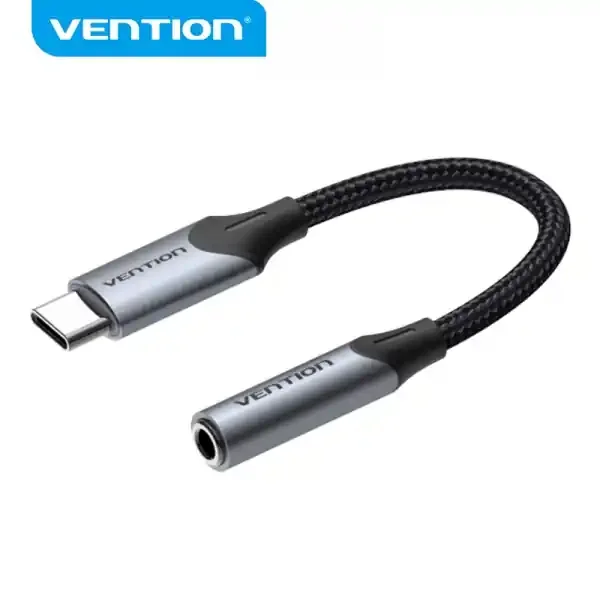 Vention Conversor USB Tipo-C Macho a Jack 3.5 Hembra – 0.10m – Color Negro