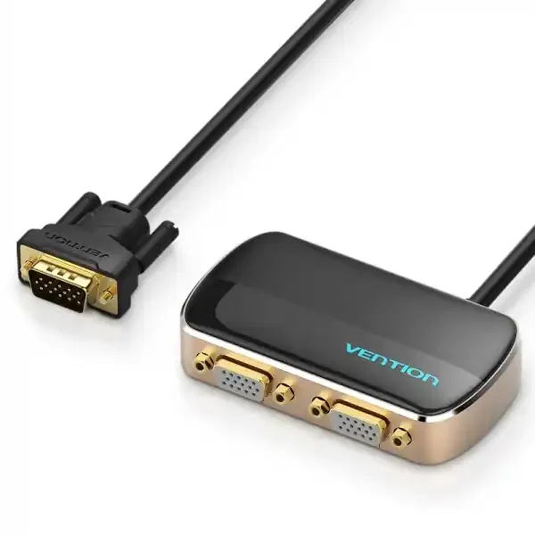 Vention Divisor VGA Macho a 2x VGA Hembra con Alimentacion Externa – Color Negro