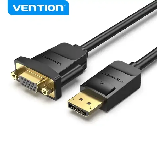Vention HBSBB Cable DisplayPort a VGA Hembra – Contactos Dorados – Transicion HD – Color Negro