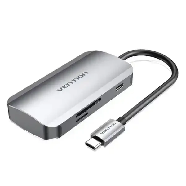 Vention HUB 6 en 1 USB-C a 3xUSB3.0/Lector Tarjetas SD/MicroSD/PD100W – 0.15m – Color Gris