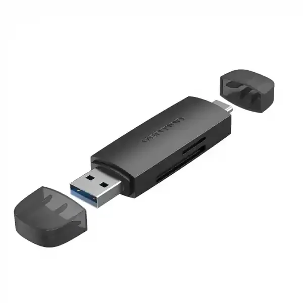 Vention Lector de Tarjetas Externo USB 3.0 y USB-C – Color Negro