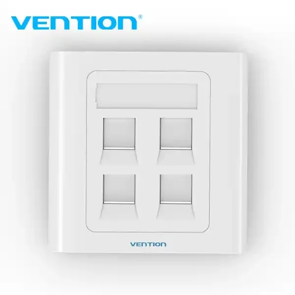 Vention Placa de Pared Tipo 86 – 4 Puertos RJ45 – Color Blanco