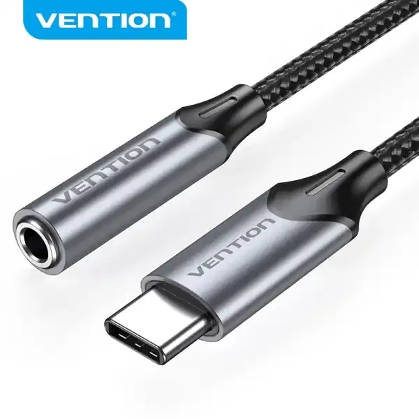 Vention USB-C a Jack 3.5mm DAC 5 – Sonido Alta Fidelidad – Chip Audio Profesional – Compatibilidad Universal – Color Gris