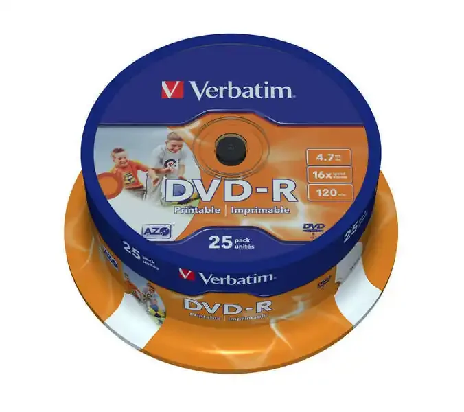 Verbatim DVD-R Printables 16x 4.7GB (Tarrina 25 Uds)