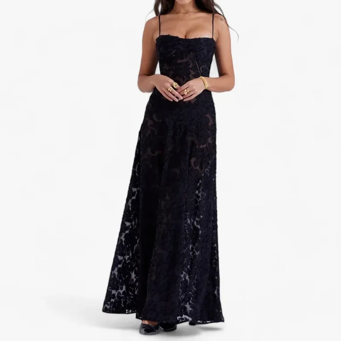 Vestido Corsé Brillante con Motivo Floral
