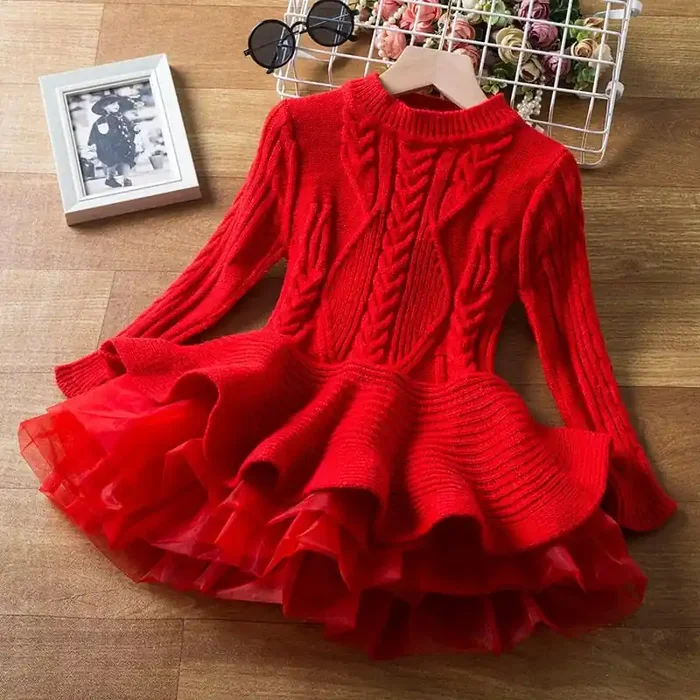 Vestido de punto de niña de traje navideño