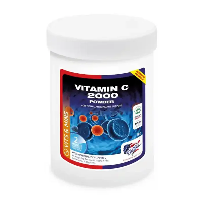 Vitamin C Powder Equine America 1 Kg Suplemento de Vitamina C en polvo estimula el sistema inmune y el mantenimiento de la piel