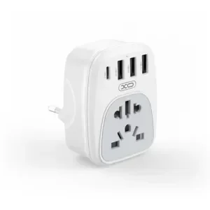 XO ADAPTADOR DE ENCHUFE INTERNACIONAL – POTENCIA 2500W – USBX3 + USB-C – COLOR BLANCO