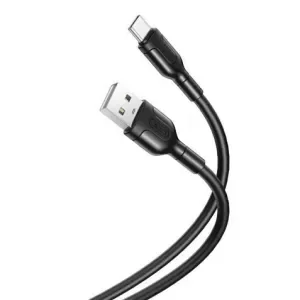 XO CABLE DE CARGA Y TRANSMISION DE DATOS TIPO C – LONGITUD 1M – SILICONA SUAVE Y DURADERA – ALTA VELOCIDAD 5V, 2.1A – CONECTOR TIPO C (NEGRO)