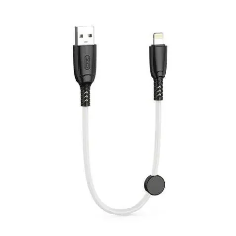 XO Cable NB247 Carga Rapida USB – Lightning – 6A – 25cm con Clip – Color Blanco
