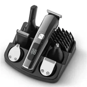 XO CF30 CORTAPELOS RECARGABLE – 4 CABEZALES PARA DISTINTAS ZONAS – 10 ACCESORIOS – 2 VELOCIDADES – DISPLAY – COLOR NEGRO