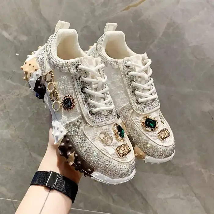 Zapatos Deslumbrantes con Diamantes Brillantes